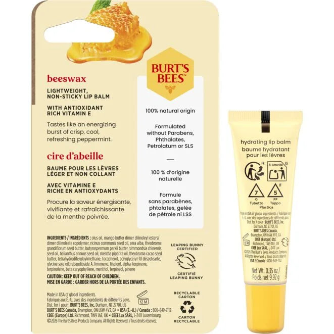 Hydrating Lip Balm Beeswax 2-pack stick and squeeze