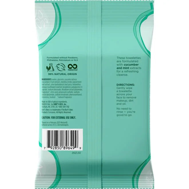 Facial Cleansing Towelettes - Cucumber & Mint-30 count