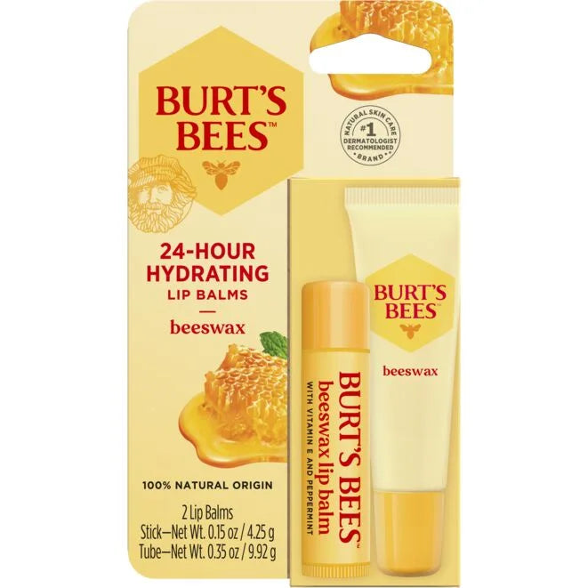 Hydrating Lip Balm Beeswax 2-pack stick and squeeze