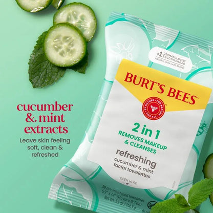 Facial Cleansing Towelettes - Cucumber & Mint-30 count