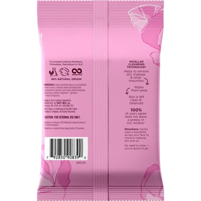 Micellar Makeup Removing Towelettes - Rose-10 count