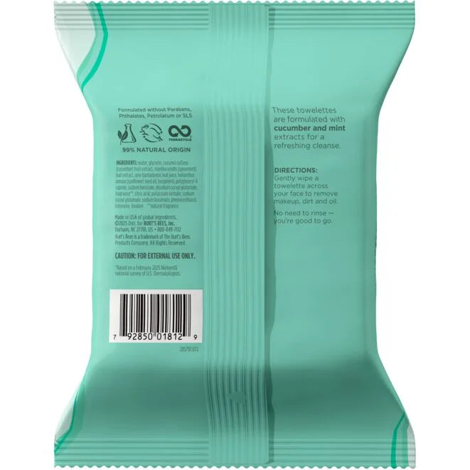 Facial Cleansing Towelettes - Cucumber & Mint-30 count