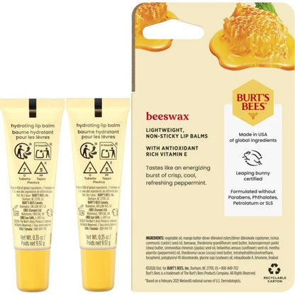 Hydrating Lip Balm Beeswax 2-pack stick and squeeze